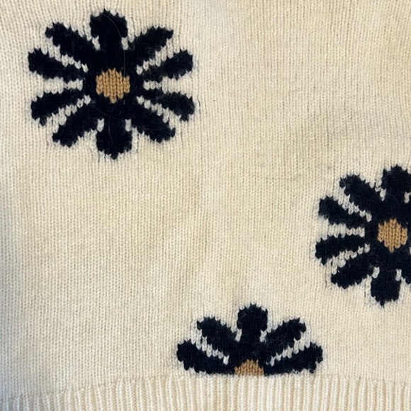 Sandro Cream and Navy Floral Intarsia Sweater - Picture 4 of 13